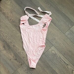 SHEIN Pastel Pink Ribbed One-Piece